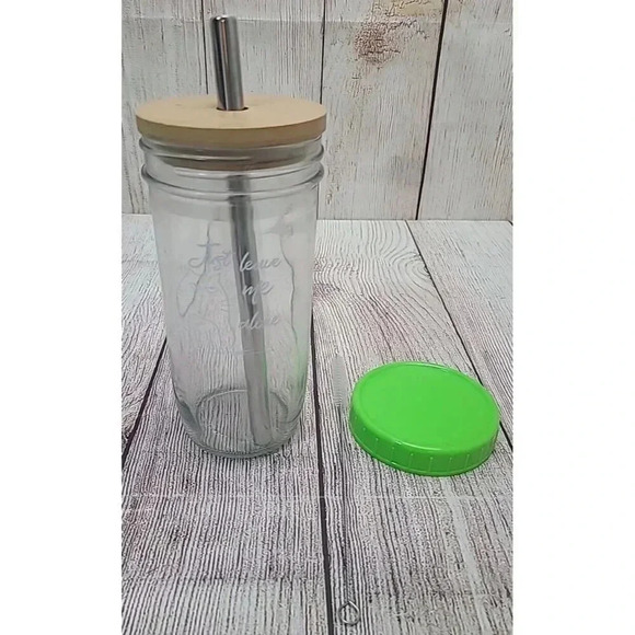 Unbranded Glass Just Leave Me Alone Cat Glass Tumbler Lid Straw Cleaner Clear 7" - Picture 1 of 9